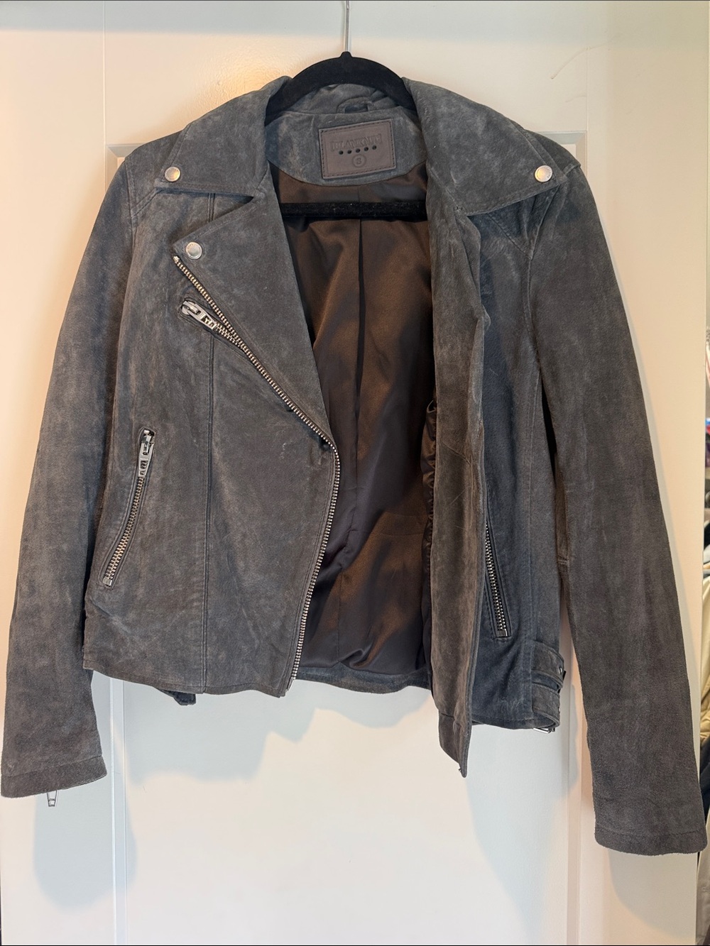 Blank NYC Gray Suede Moto Jacket
